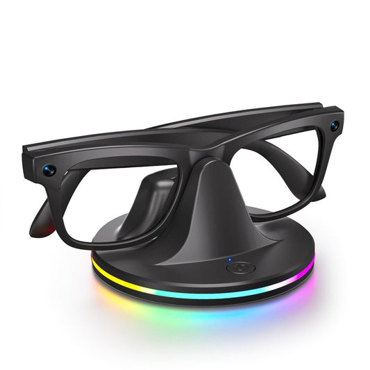 Charging Stand for Ray-Ban Meta Smart Glasses, Portable Quickly Charging Dock with LED for Wayfarer, Headliner, Skyler,Oakley HSTN Charger for Charger Accessories (Black)