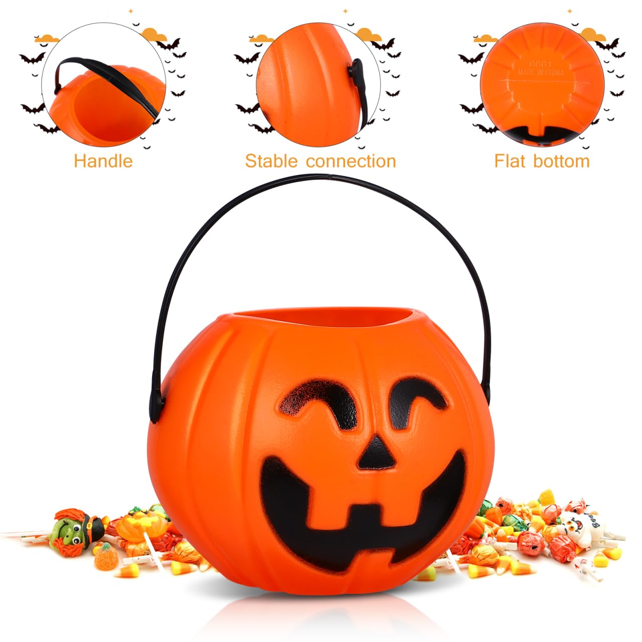 STOBOK 6pcs Halloween Pumpkin Bucket Trick or Treat Candy Basket Candy Holders for Girls Boys Halloween Party Supplies