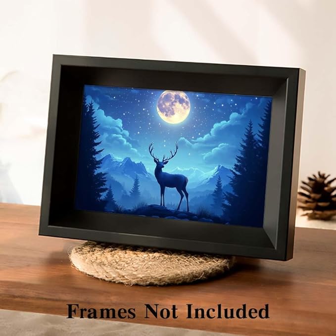 Yesad Deer Wall Art, Christmas Canvas Wall Art, Animal Picture Artwork Aesthetic Poster Prints Wall Décor for Farmhouse Living Room, Bedroom, Office (Unframed,36”x24”,Deer4)