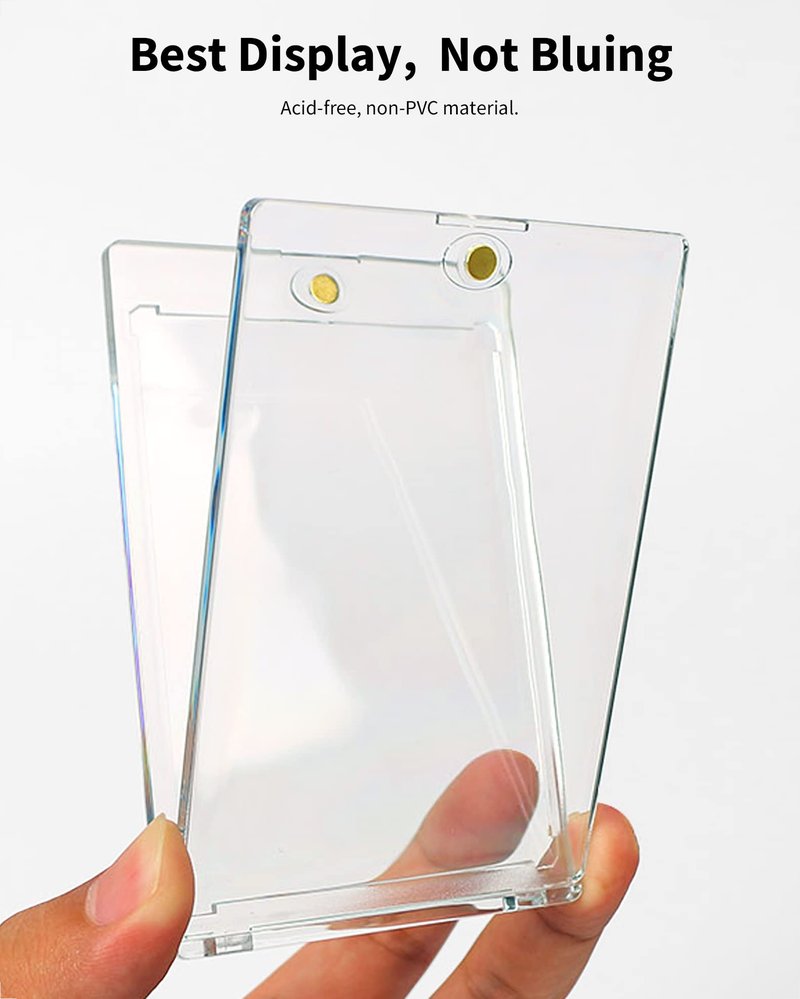 HYARUAT 130pt Magnetic Card Holders for Trading Cards - 5 Pack White Clear One Touch Hard Cases with Stronger Magnet, UV Protection