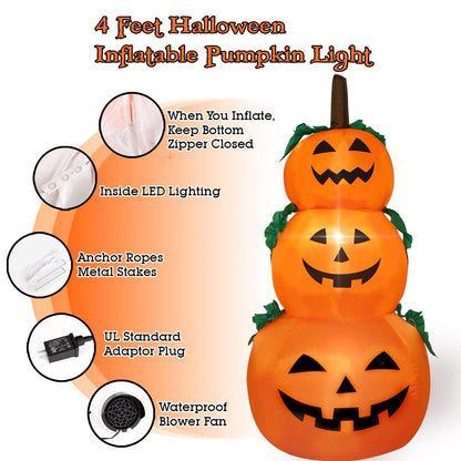 Decfine Halloween Blow up Inflatable Pumpkin Decoration-Lighted Inflatable Pumpkin for Home Yard Garden Indoor and Outdoor Decoration with Built in Fan and Anchor Ropes (3 Halloween Pumpkin)