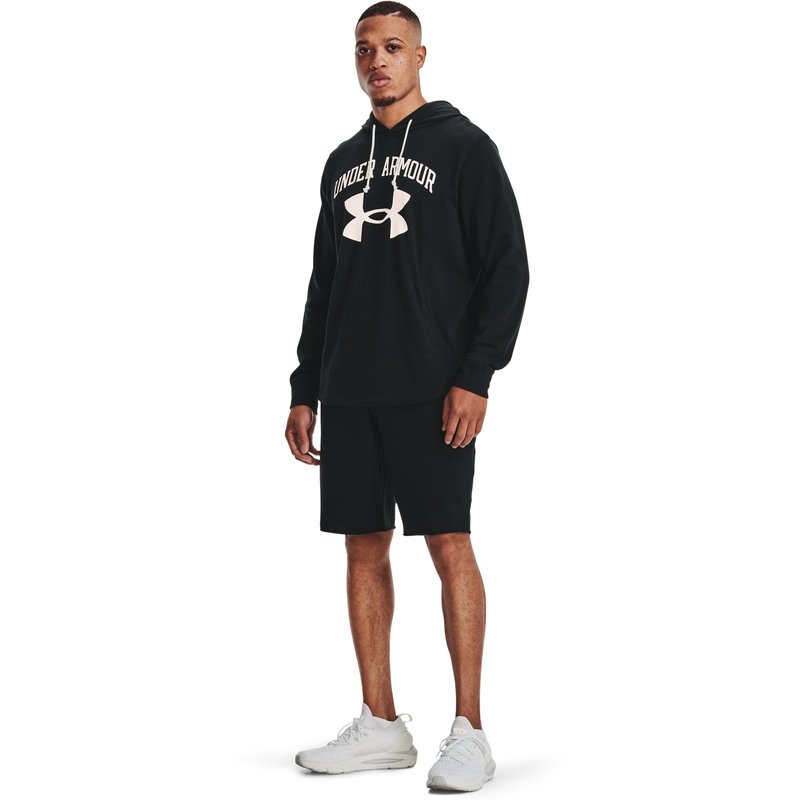 Under Armour Mens Rival Terry Shorts , Black (001)/Onyx White , Small