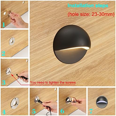 FVTLED LED Deck Lights Kit, Pack of 6 Low Voltage led Step Stair Lights Φ1.97 Outdoor Garden Yard Decoration Lamp Recessed Landscape Pathway Step Stair Warm White LED Lighting, Black