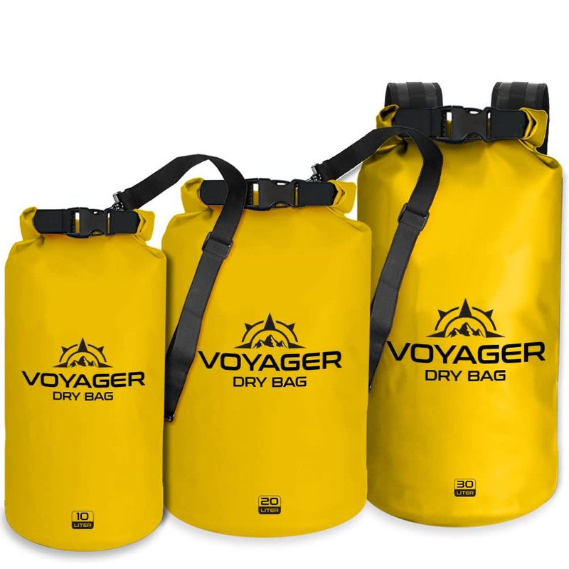 EcoGear FX Heavy Duty Waterproof Dry Bag Voyager Series - Durable Roll Top Compression Bag - Kayaking, Rafting, Boating, Hiking, Fishing, Camping and Outdoors - Phone Case Included - 20L