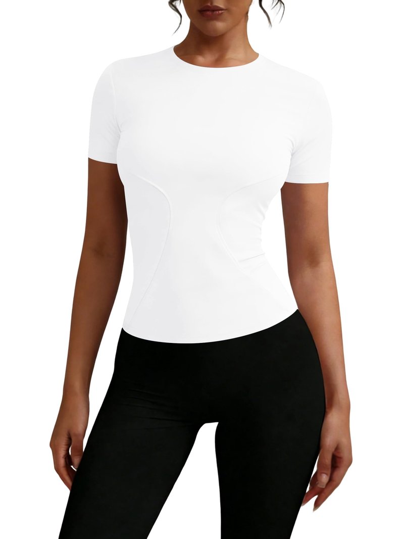 White Workout Tops for Women Short Sleeve 2026 Quick Dry Activewear Running Tennis Shirts Gym Fitted T Shirt