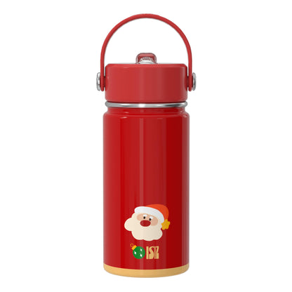 OISIZ Christmas Water Bottle for Kids,14oz Insulated Cup with Straw Lid,316 Stainless Steel Bottles for School,Insulated Tumbler for Holiday Gifts for Kids,Keep Cold for 24 Hours