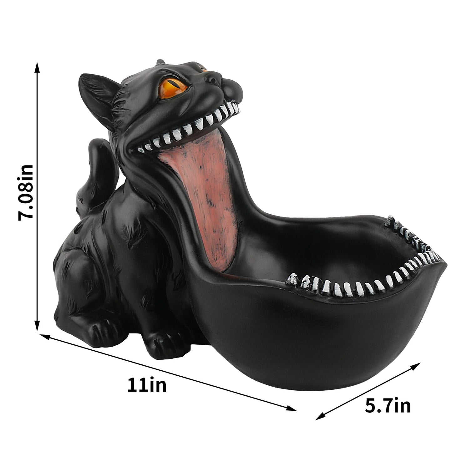 Cat Candy Bowl Gothic Decor Black Cat Statue Decorative Bowl Large Candy Dish for Office Desk Cute Key Bowl for Entryway Table Big Mouth Cat Gifts