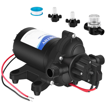 ECO-WORTHY RV Fresh Water Pump 12V DC 3.5GPM 45PSI with Pressure Switch, 12Volt Self Priming Water Pressure Diaphragm Pump On demand for RV Yacht Camper Sprayer Food Truck Black