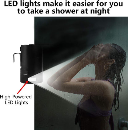 AZXJC Portable Outdoor Shower, Camp shower with 3 LED Lights, 4400mAh Battery Powered Camping Shower Pump for Hiking/Outdoor, Travel, Beach, Pet, Flowering, Waterproof &USB Rechargeable 2 Flow Mode