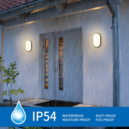 ANWIO 14W Outside Black Led Oval Bulkhead Light,Ip54 Waterproofled Porch Sconce Lighting, Outdoor LED Wall Light,Ceiling Light,980LM,4000K Natural White Bathroom Ceiling Light,220-240V(1 Pack)
