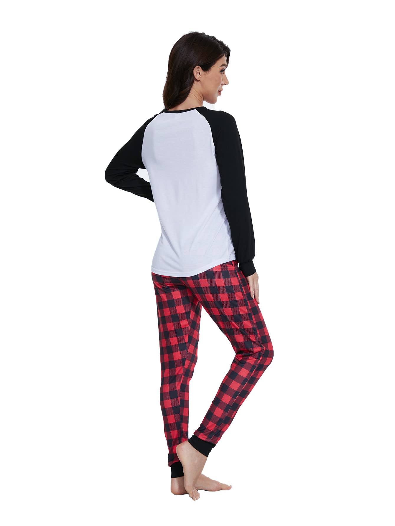 YIJIU Matching Family Pajamas Sets Christmas PJ's Sleepwear Long Sleeve Truck Print Top with Plaid Pants,White Truck,Women-XXL