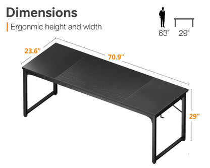 Coleshome 71 Inch Computer Desk, Modern Simple Style Desk for Home Office, Study Student Writing Desk, Black