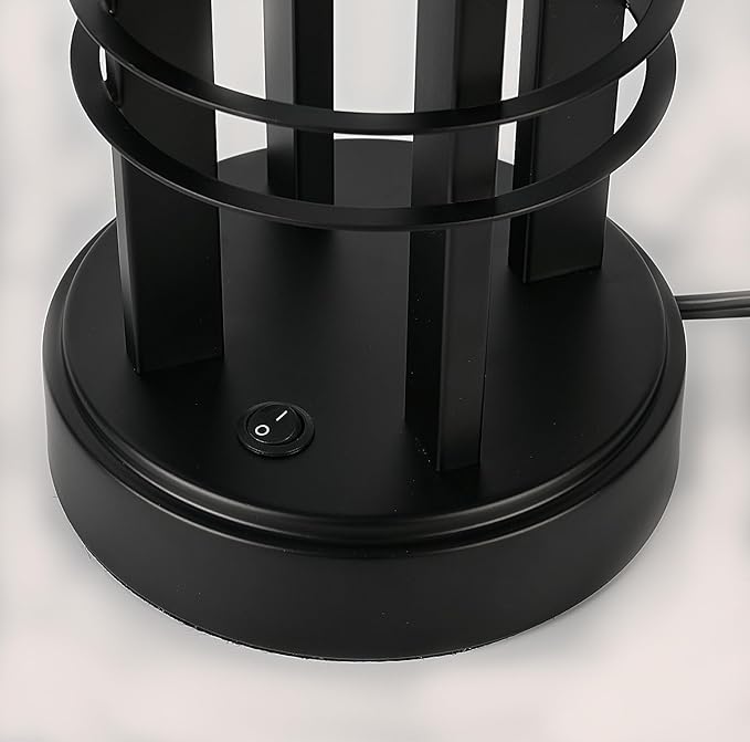 27in Tall Table Lamps for Living Room Button Control Farmhouse Rustic Table Lamps Set of 2 SideTable Lamps Black&Grey Bedroom Lamps for Bedside Nightstand End Table 2025 New