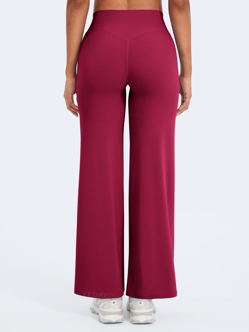 YEOREO Workout Leggings Womens No Front Seam Straight Leggings 29" High Waist Buttery Eddiy Gym Yoga Pants Ruby Red XS