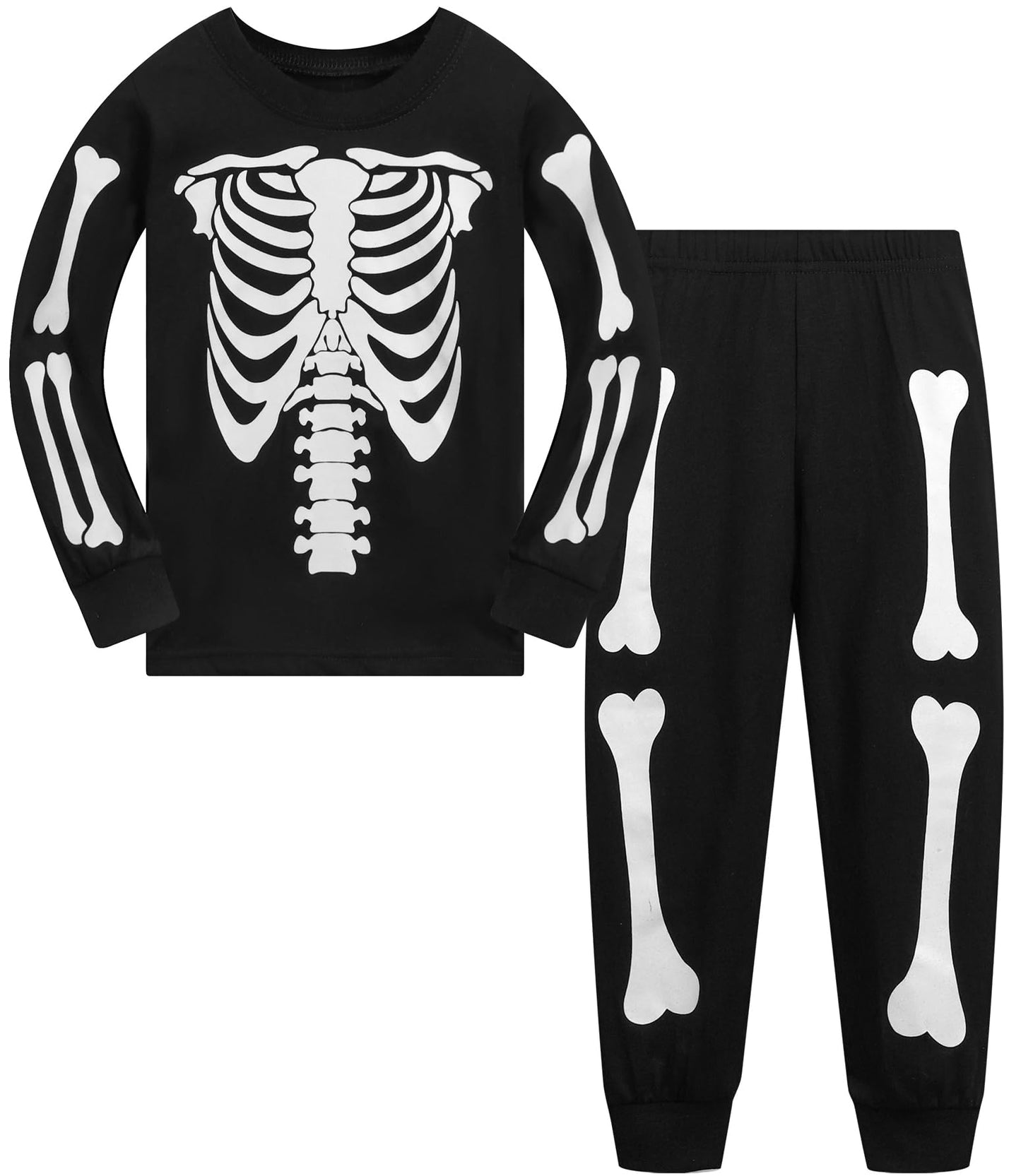 Boys Halloween Pajamas Children Long Sleeve Sleepwear Kids Skull Shirt Halloween Pants Girls Glow in the Dark Skeleton Pjs Set 5t