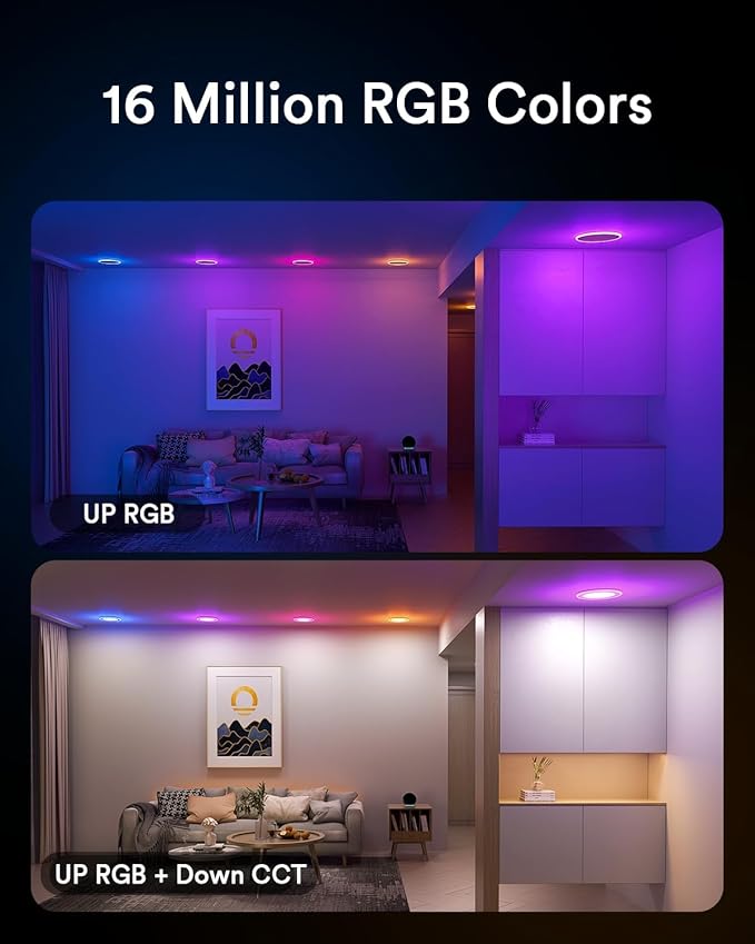 Lumary Smart Recessed Light Pro 6 Inch with RGB/Night Ring, 13W 1100LM Smart Wafer Downlight, Canless with Junction Box, Compatible with Alexa/Google Assistant/BT Remote, ETL Listed, 1Pack
