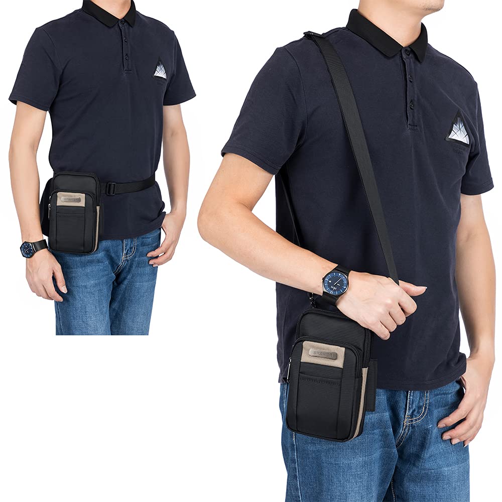 SPAHER Small Men's Side Bag - Outdoor Sports Hiking Waist Pack Crossbody Tactical MOLLE EDC Cellphone Pouch Belt Bum Business Fanny Hip Messenger Sling Travel Gym Bag