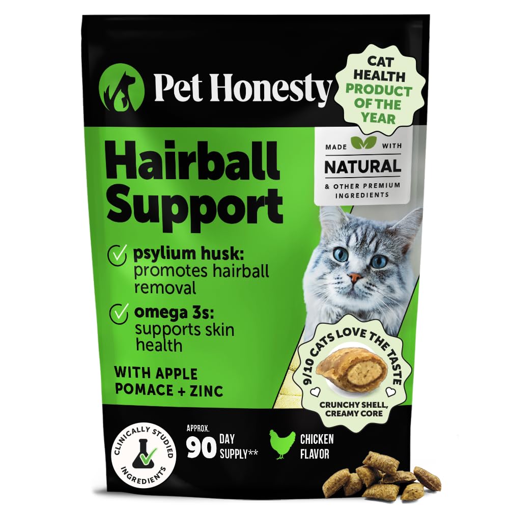 Cat Hairball Support Crunchy & Creamy Chews, Hairball Remedy Cat Treats, Furball Treatment, Supports Skin & Coat, Digestion, Vitamins & Hairball Medicine, Chicken (90-Day Supply)