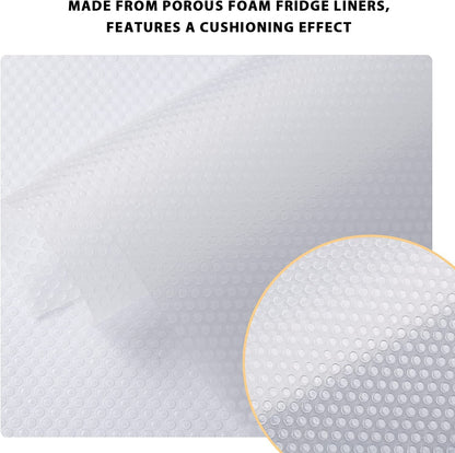 AKINLY 9 Pack Washable Waterproof Fridge Liners and Drawer Mats, Refrigerator Shelving Pads in White