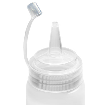 Juncture 12 Pack 200 ml (6.7oz) Plastic Squeezy Sauce Bottles with Twist on Cap Lids, Tick Marks Squeeze Bottle for Condiment, Pigment Squeeze Bottle for Painting