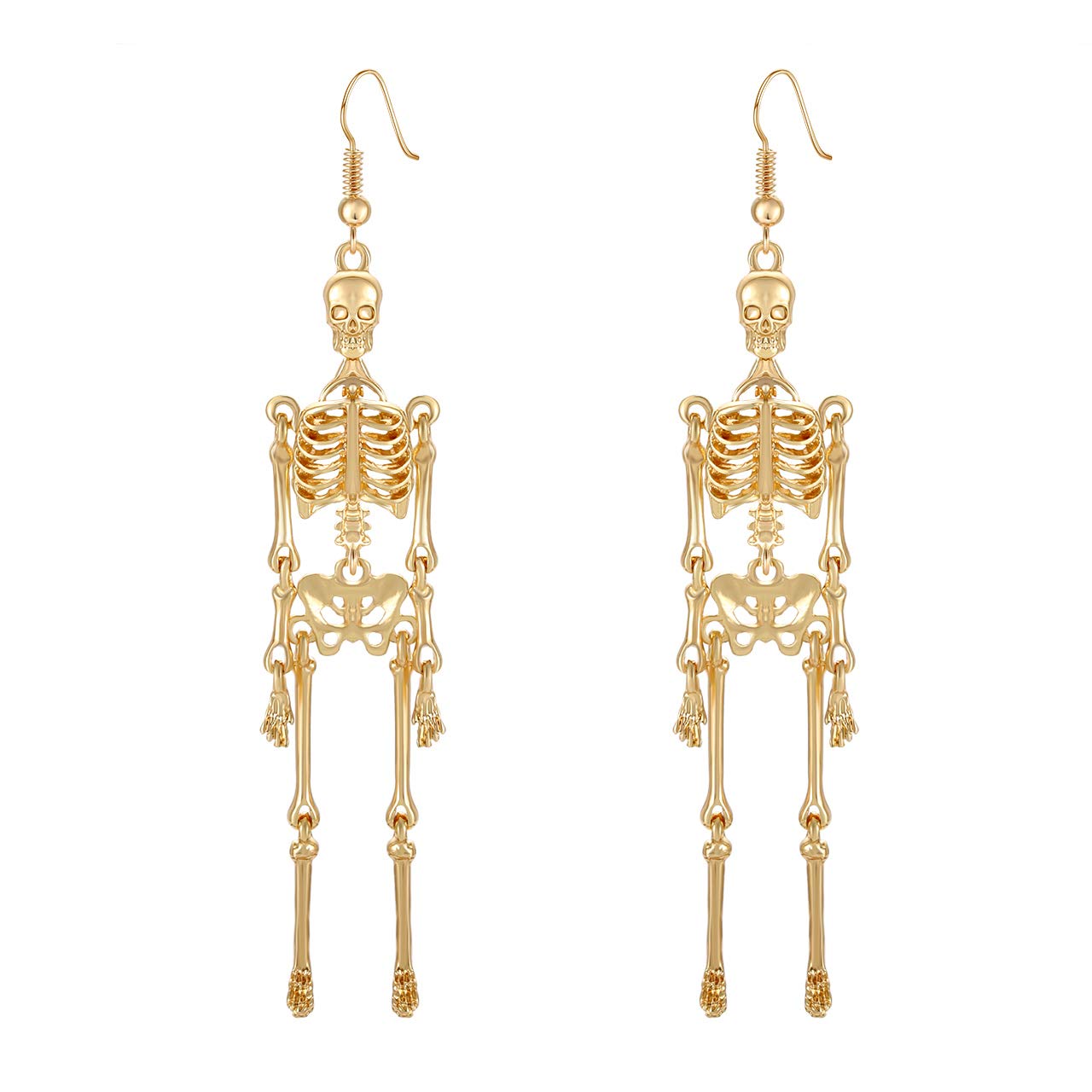 CEALXHENY Halloween Earrings Skull Skeleton Earrings for Women Halloween Party Outfits Jewelry Accessories Gifts (Gold)