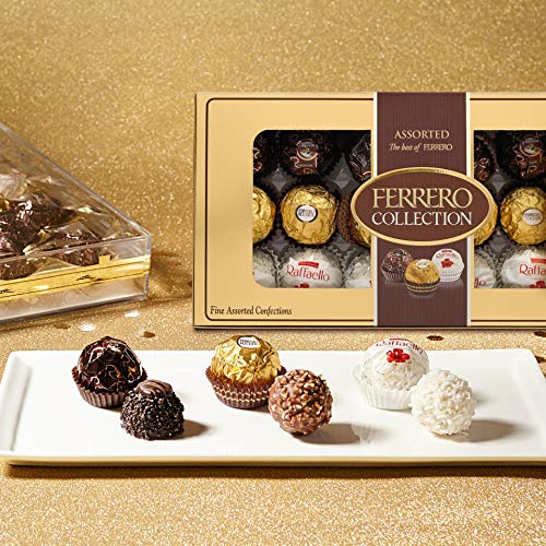 Ferrero Collection Gourmet Gift Box, 24 Assorted Confections with Hazelnut, Dark Chocolate and Coconut, 9.1 oz