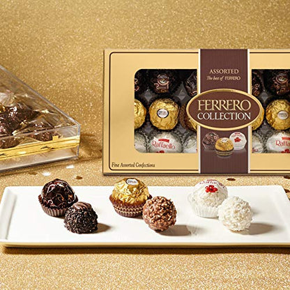 Ferrero Collection Gourmet Gift Box, 24 Assorted Confections with Hazelnut, Dark Chocolate and Coconut, 9.1 oz