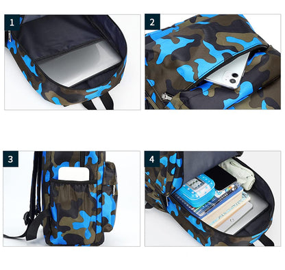 Estwell Kids Boys Girls Camouflage School Backpack Children Primary Schoolbag Book Bag Waterproof Nylon Rucksack Casual Daypack