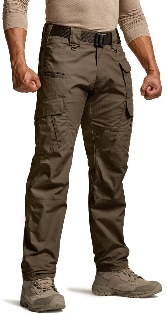 CQR Men's Tactical Pants, Water Resistant Ripstop Cargo Pants, Lightweight EDC Work Hiking Pants, Outdoor Apparel, Duratex Mag Pocket Tundra, 30W x 32L