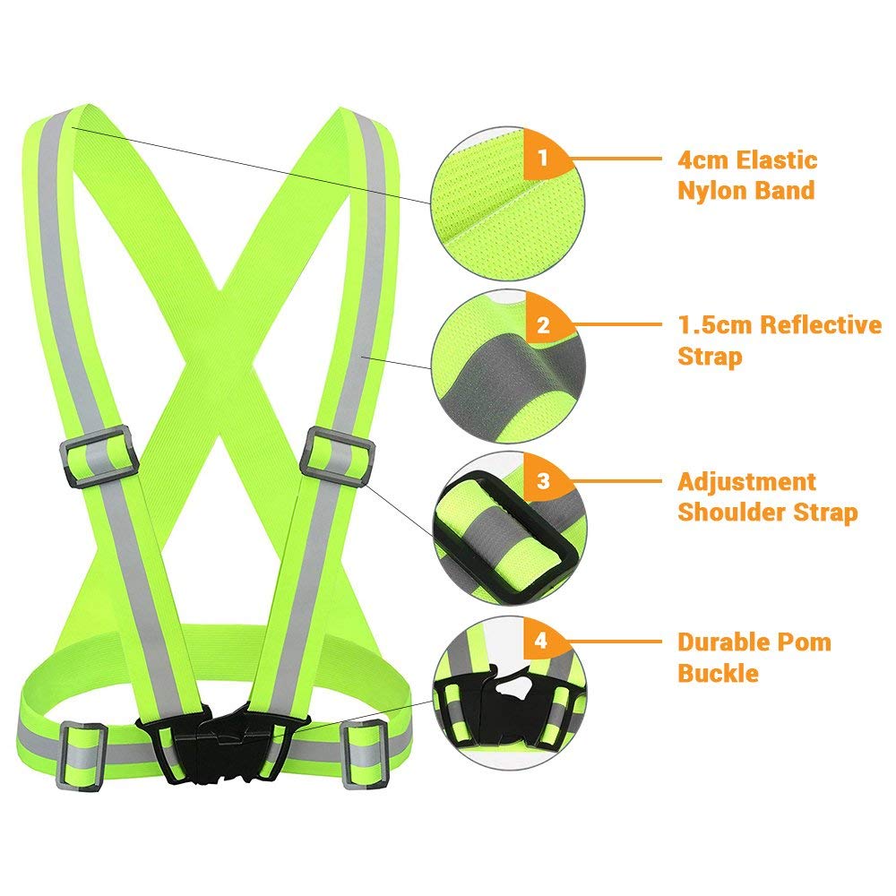 Chiwo Reflective Vest Running Gear 2Pack, High Visibility Adjustable Safety Ves for Night Cycling,Hiking, Jogging,Dog Walking
