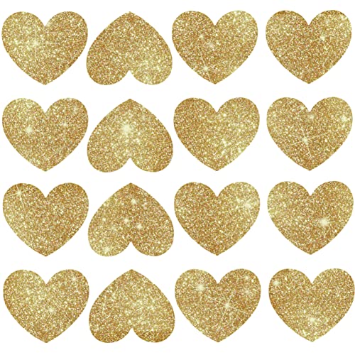 72 Pcs Love Heart Wall Decals Removable DIY Gold Glitter Love Heart Wall Decals Vinyl Sparkle Hearts Wall Stickers Peel and Stick Art Decor Murals for Girls Kids Bedroom Nursery Playroom
