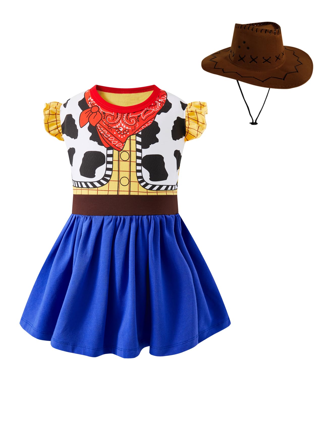 MOMMY'S NEW MAN Toddler Girls Cowgirls Costume with Cow Girl Hat Halloween Party Dress Up 2-6Years (3T)