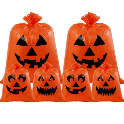 JOYIN 6 Pcs Halloween Pumpkin Leaf Bags, Plastic Lawn Bags for Yard Fall Leaf Halloween Decorations, Jack o' Lantern Reusable Trash Bag for Decor Party Favors, Party Supplies