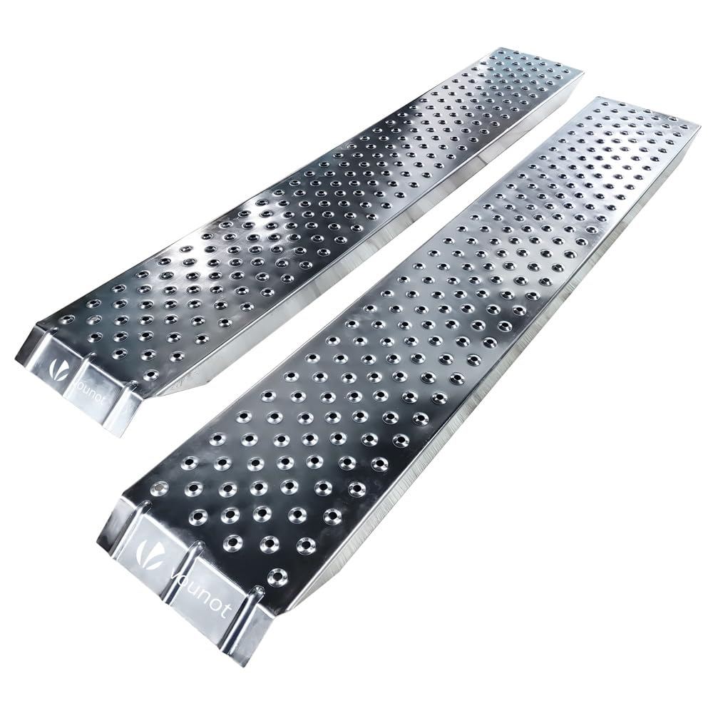 VOUNOT® Loading Ramps, Set of 2 Heavy Duty Steel Ramps, for Van, Lawnmower, ATV, Quad Motorcycle, Capacity 400 kg, 160 x 23 x 5 cm