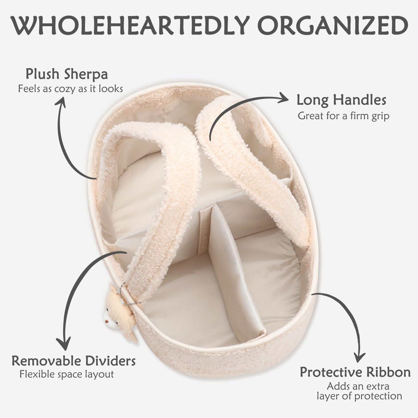 CLYMENE Baby Diaper Caddy Organizer, Nursery Storage Basket for Diapers and Wipes - Newborn Changing Table Essentials, Baby Gift Registry for Baby Shower - Diaper Tote Bag for Car Travel - Ivory