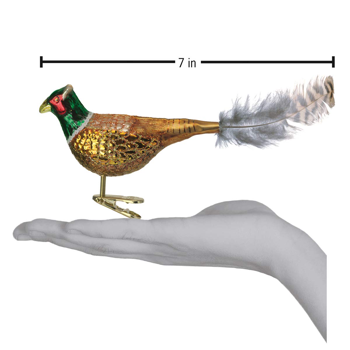 Old World Christmas Pheasant Glass Blown Ornament for Christmas Tree, Handcrafted Holiday Decoration, Bird Watcher Clip Collection