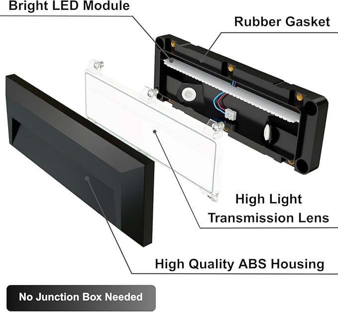 ZONK LED Step Lights 110-240V OutdoorIndoor Stair Lights, Waterproof IP65 2W 4000K Lighting for Stairs, Hallway, Pathway, Porch (Non-Dimmable, Easy Install), 3Pack