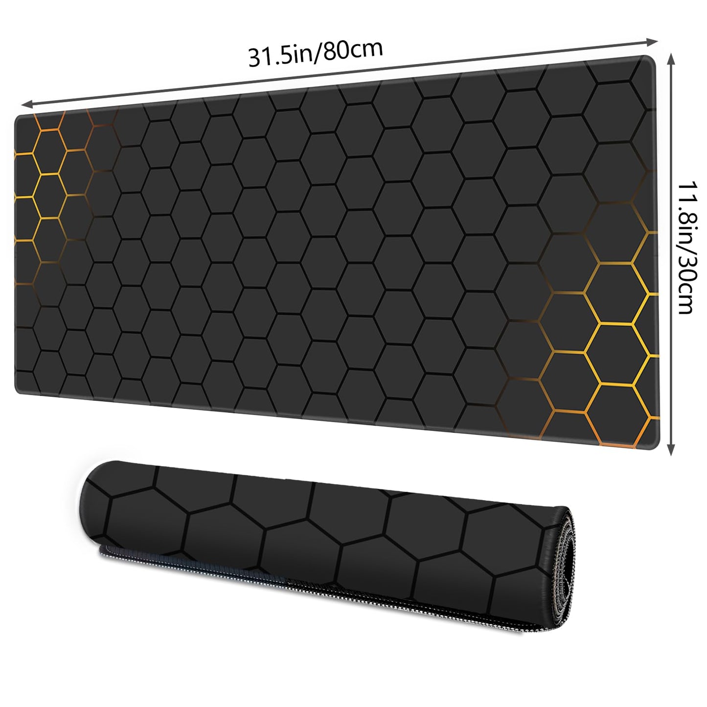 Galdas Gaming Mouse Pad XXL XL Large Long Extended Big Mousepad Non-Slip Rubber Keyboard Mouse Pad with Stitched Edges for Laptop Home Office (31.5x11.8x0.08 Inch) … (Grid)