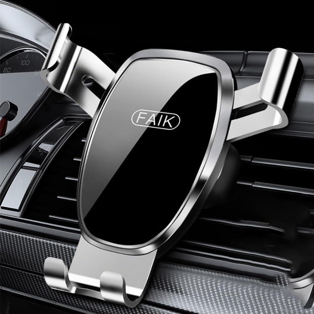 Car Phone Holder for Auto Interior Accessories Best Cell Phones Mount Cellphone Mobile Cradle Charging Navigation Bracket Air Vent Accessory, Silver