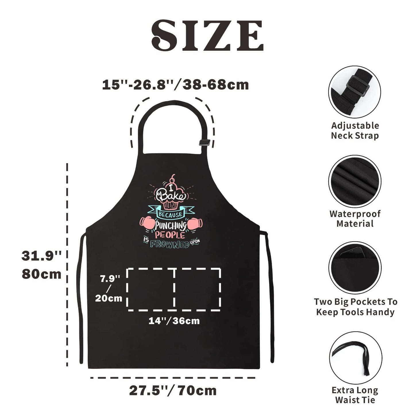 Saukore Funny Baking Aprons for Women Men, Cute Baking Gifts for Bakers, Kitchen Cooking Aprons with 2 Pockets, Birthday Thanksgiving Christmas Apron Gift for Wife Mom Sister Daughter Grandma