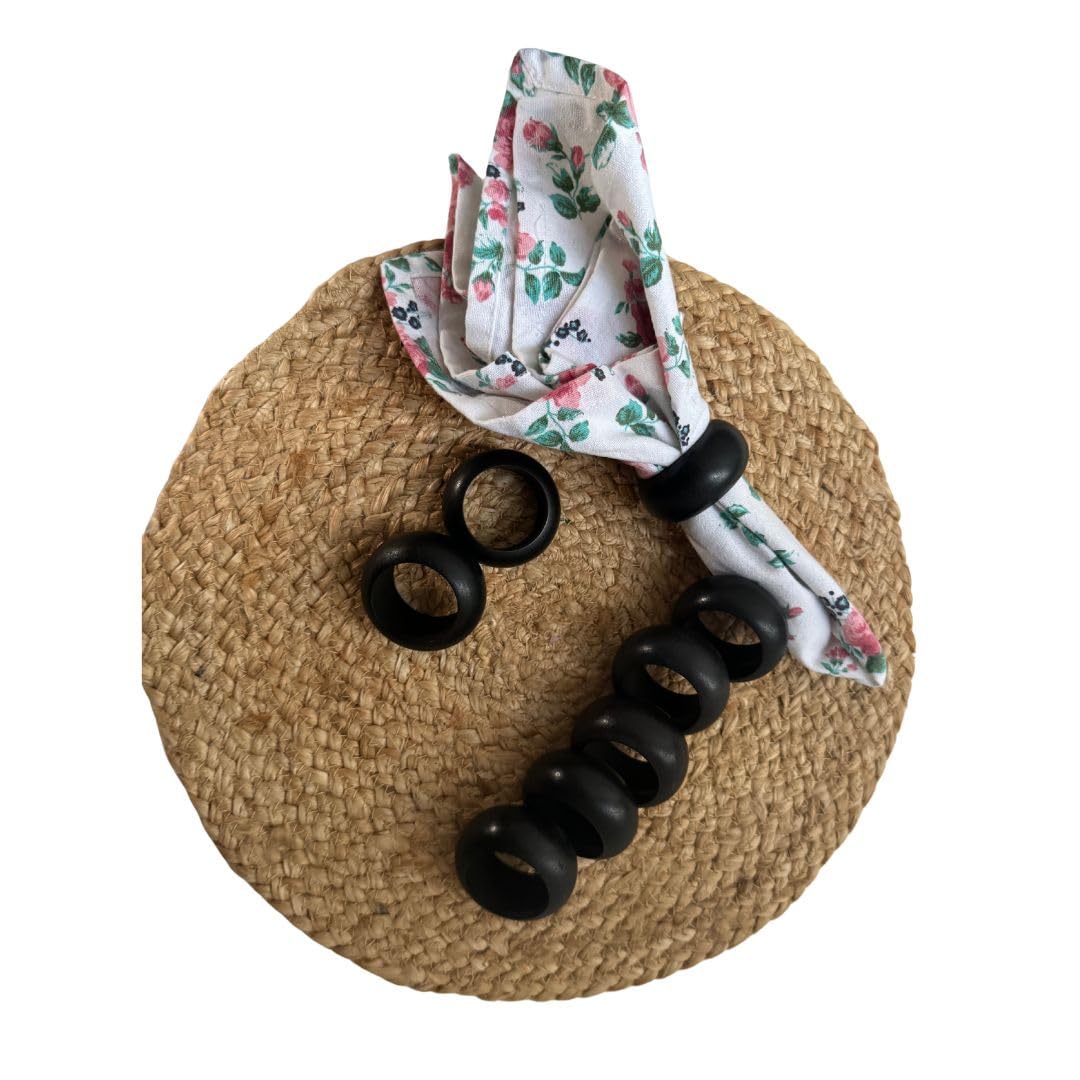 Napkin Rings for Dining Table, Classic Farmhouse Style, Holiday Table Decor, Set of Dining Accessories (Black, 12)