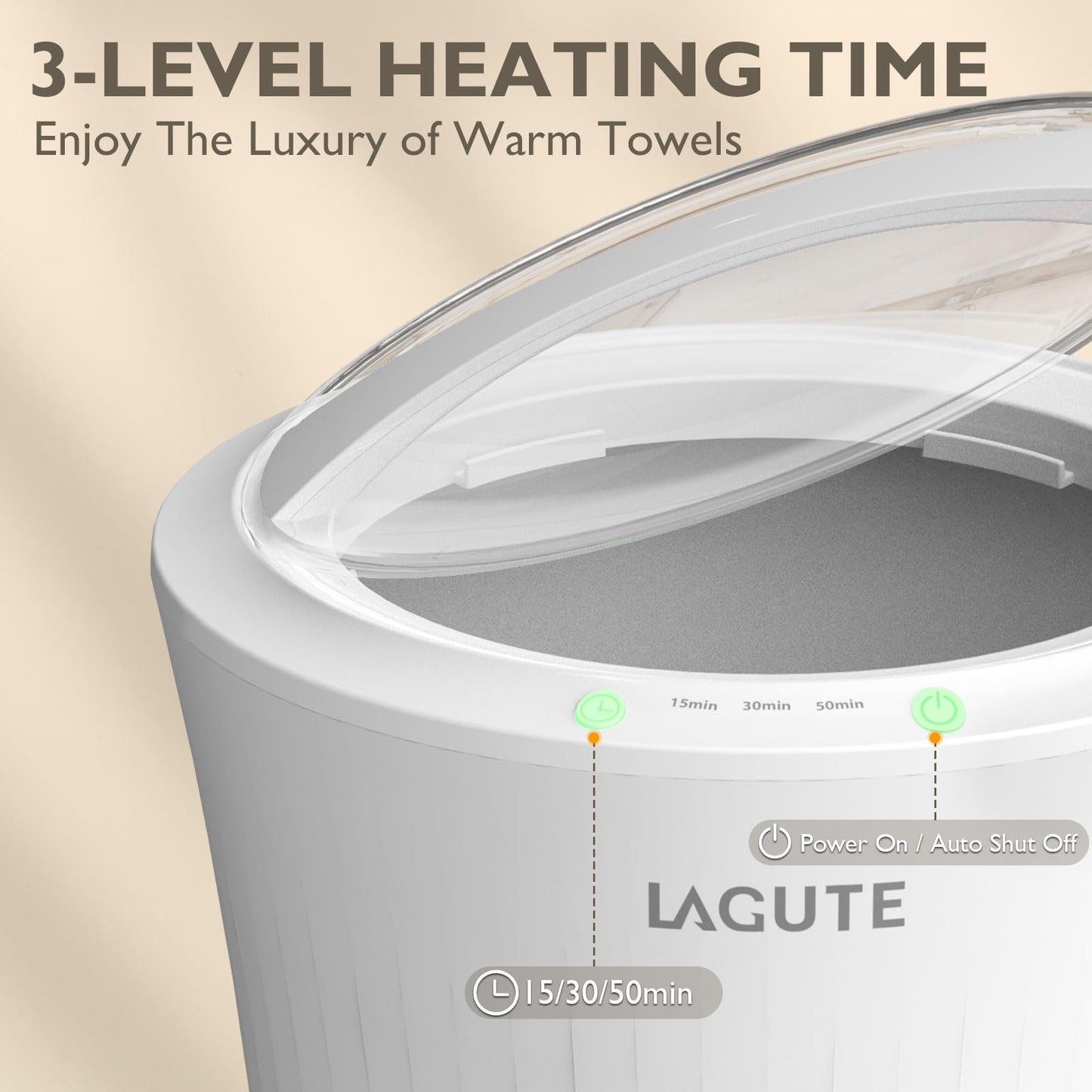 Lagute iSnug Towel Warmer for Bathroom, with 3-Level Timer, Warning Alarm & RGB Light, Auto Shut-Off, 5.3 Gal Heating Bucket for Bathrobe, Blanket, Ideal for Gifts