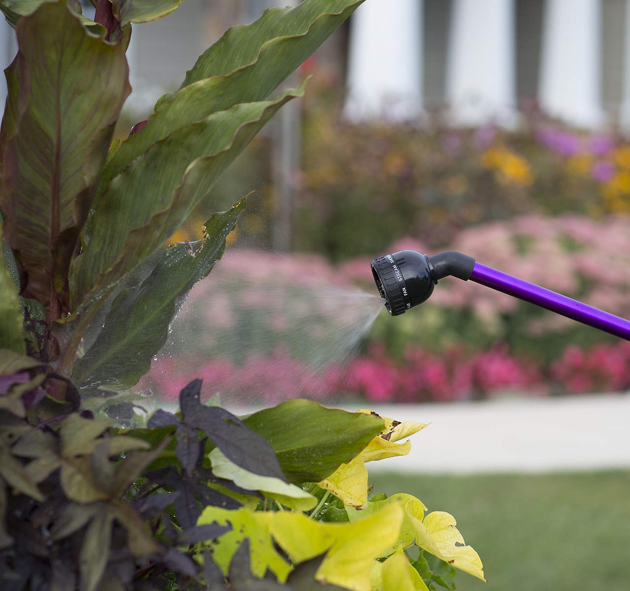 Dramm Rain Select Rain Wand – 9-Pattern Adjustable Spray Head with One Touch Thumb Valve – 30 Inches Long, Blue