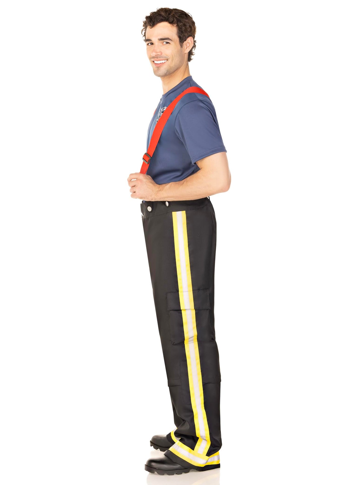 Leg Avenue Mens 3 Piece Mens Fire Captain Set - Family Halloween Costume for Men, MED/LGE, Black/Red