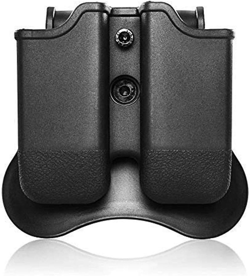 Double Magazine Pouch for Glock 17, 19, 22, 23 | 9mm & .40 Cal Dual Stack Mag Holder - Adjustable Ambidextrous Design | Black