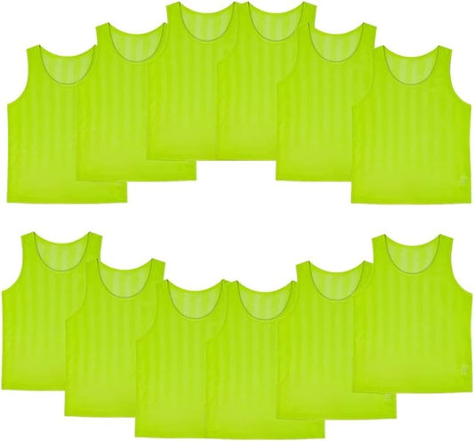 Soccer Jersey Pinnies - 12 Pack Scrimmage Vests for Kids & Adults | Team Practice Jerseys