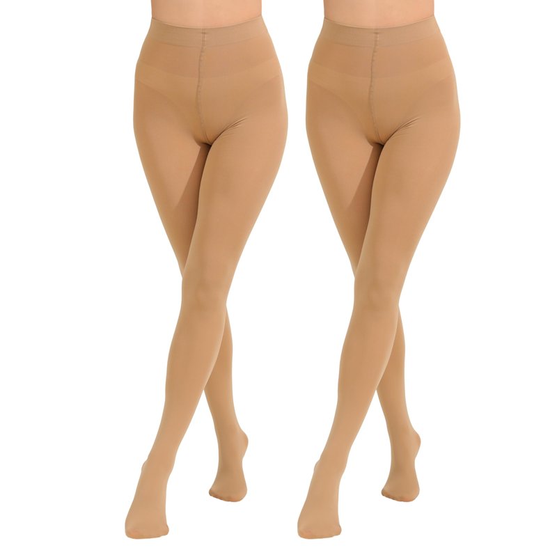 Paralinda 2 Pairs Women's Solid Color Tights 80D, Soft Opaque Microfiber Tights (Nude, S/M)
