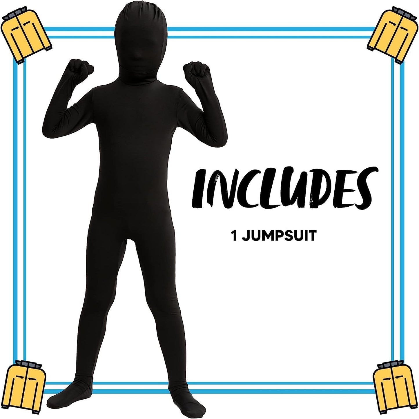 Spooktacular Creations Boy Black Shadow Demon Costume, Bodysuit Skin Costume for Kids Halloween Dress Up(Large(10-12 yr))