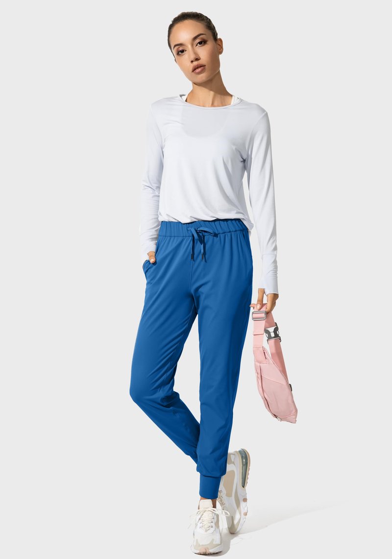 SANTINY Joggers for Women Lightweight Running Drawstring Sweatpants Workout Travel Yoga Athletic Womens Lounge Pants with Pockets(Blue_L)
