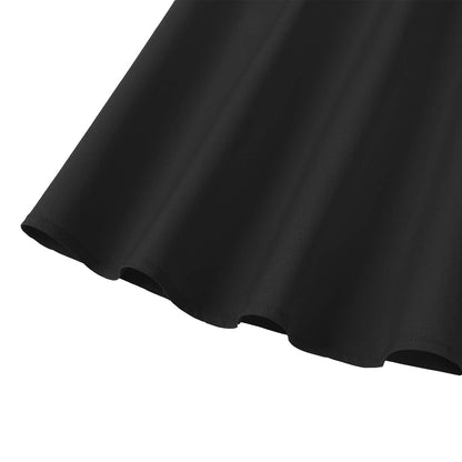 GOOBGS Women's 1950s Retro Vintage Spaghetti Strap Cocktail Swing Dresses with Pockets Black M